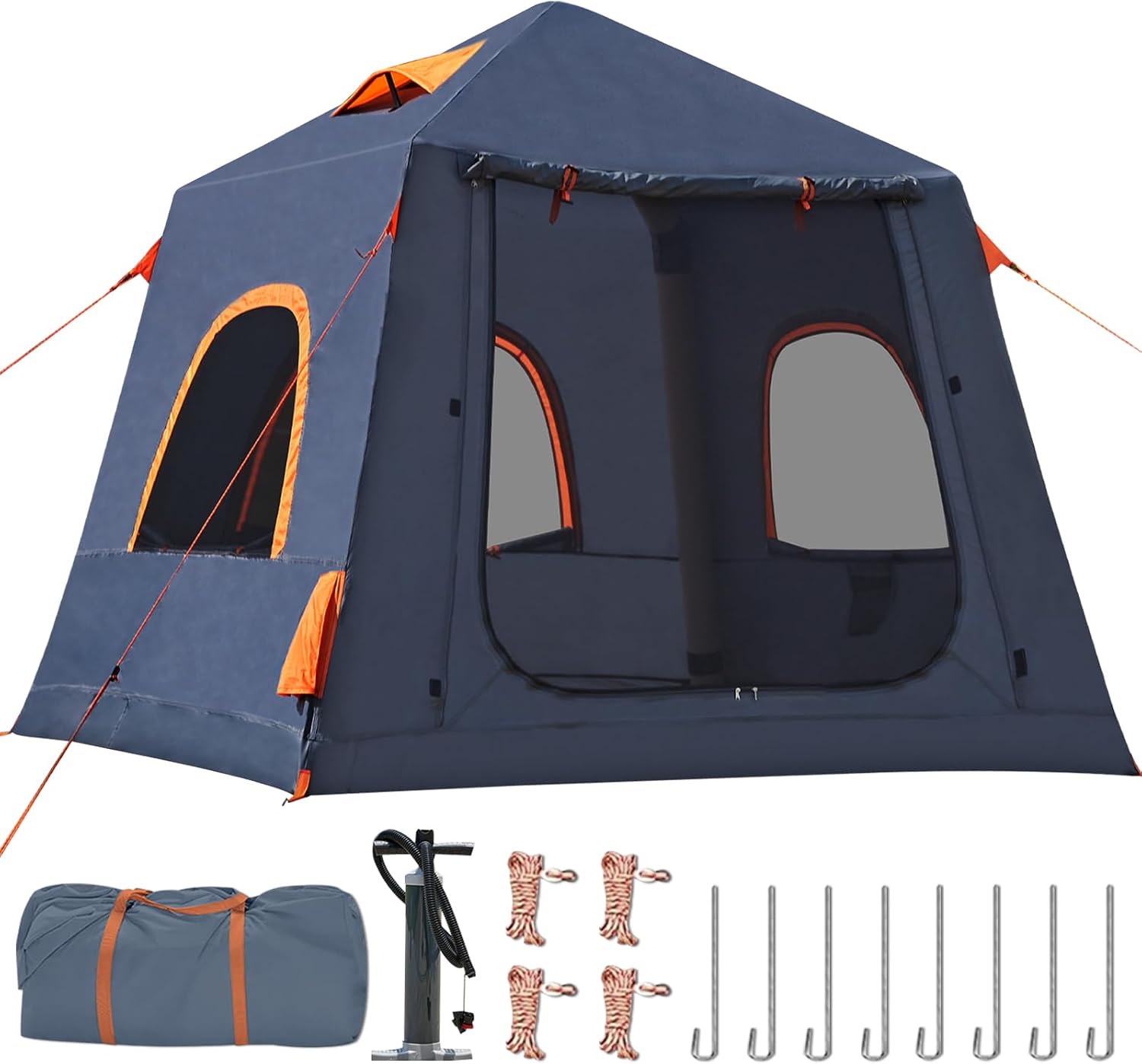 Inflatable Tents for Camping,Easy Blow Up Tent with Hand Pump,4 Seasons Waterproof Air Inflatable Camping Tent House for Family Weekend Camping