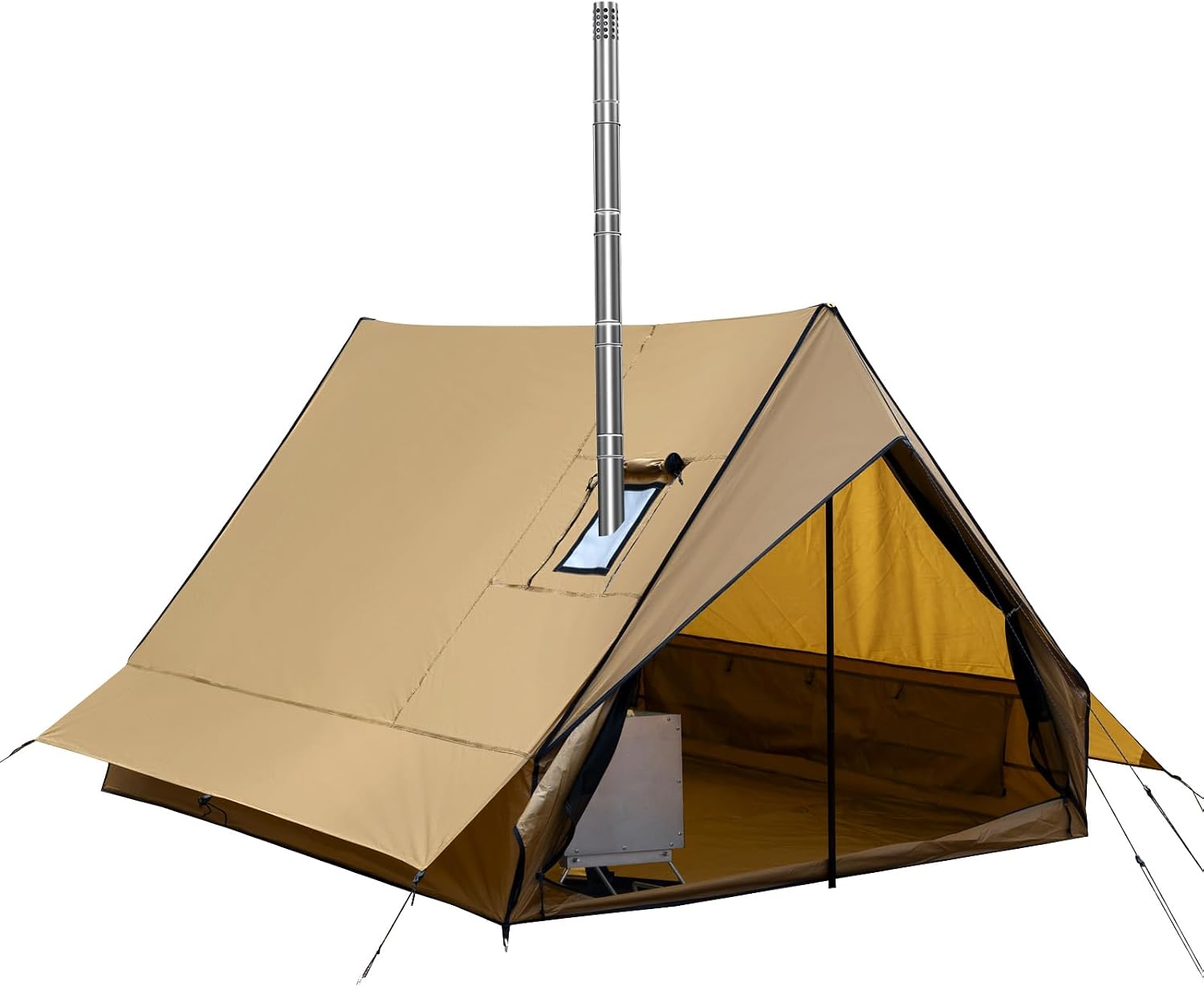 Hot Tent with Stove Jack, 4-Season Waterproof Chalet Tent, Easy Setup Weather-Resistant Shelter for Winter Camping & Outdoor Adventures