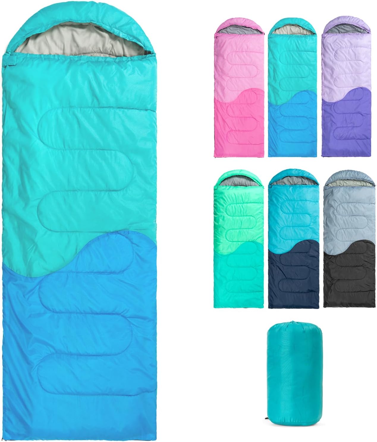 Sleeping Bag - 3 Seasons for Adults Boys Girls Camping Hiking - Warm Cold Weather Lightweight Portable with Compression Bag for Backpacking in Spring, Summer, Fall and Winter