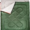 Double Sleeping Bag for Adults, 40°F Cold Weather Two-Person Camping Bag, Queen Size 87" x 59", Olive Green