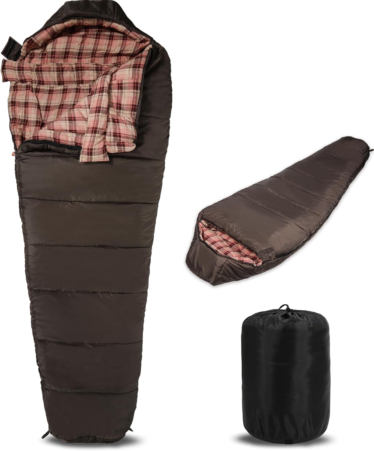 Mummy Sleeping Bag, Extreme 0 Degree Winter Cold Weather Flannel Cotton Sleeping Bag, Warm and Machine Washable Camping Equipment Perfect for Outdoor Hiking Traveling Winter Camping